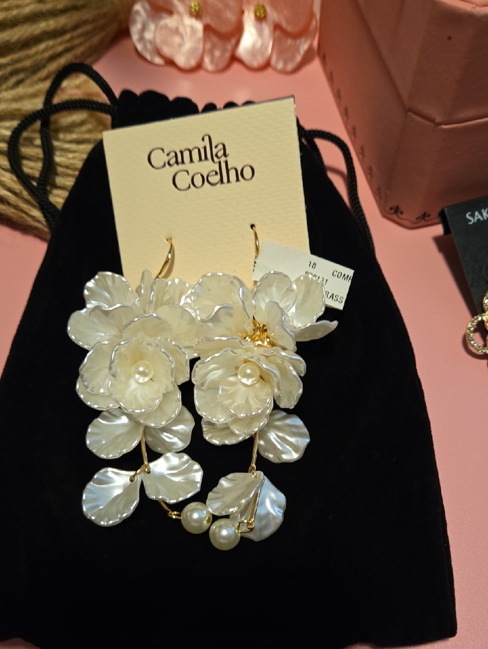 Camila Coelho Iridescent Pearl Floral Drop Earrings - White